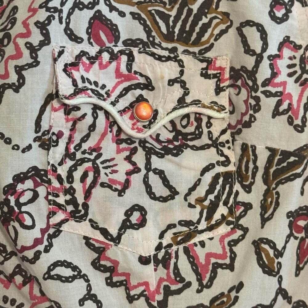 Panhandle Slim Women’s Medium Western Pearl Snap Paisley Floral Cotton Shirt M - Picture 4 of 12